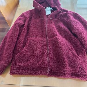 Cozy Burgundy Sherpa Hoodie